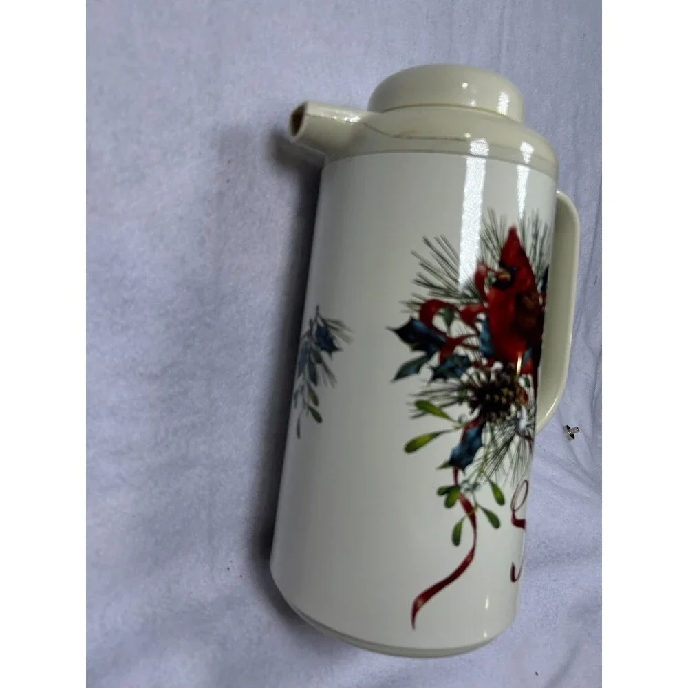 Lenox Winter Christmas Holiday Greetings Red Cardinal Coffee Carafe Thermos